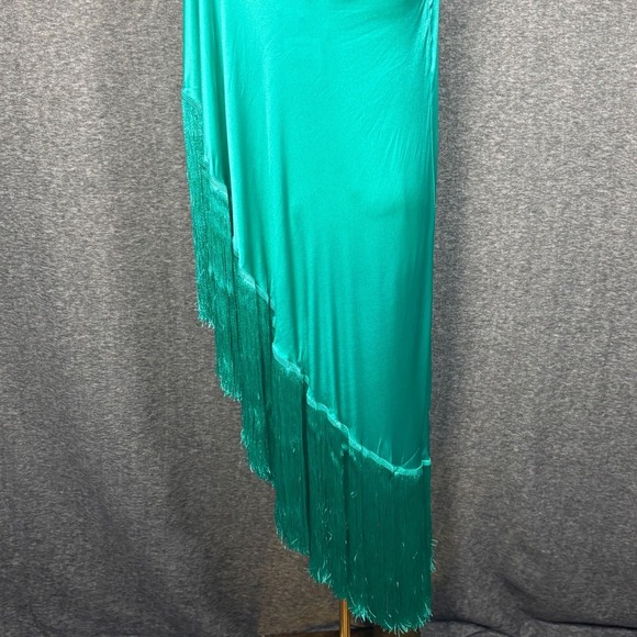 Cult Gaia Ayla Asymmetric One Shoulder Fringe Ebra Green Top Medium - Picture 8 of 13